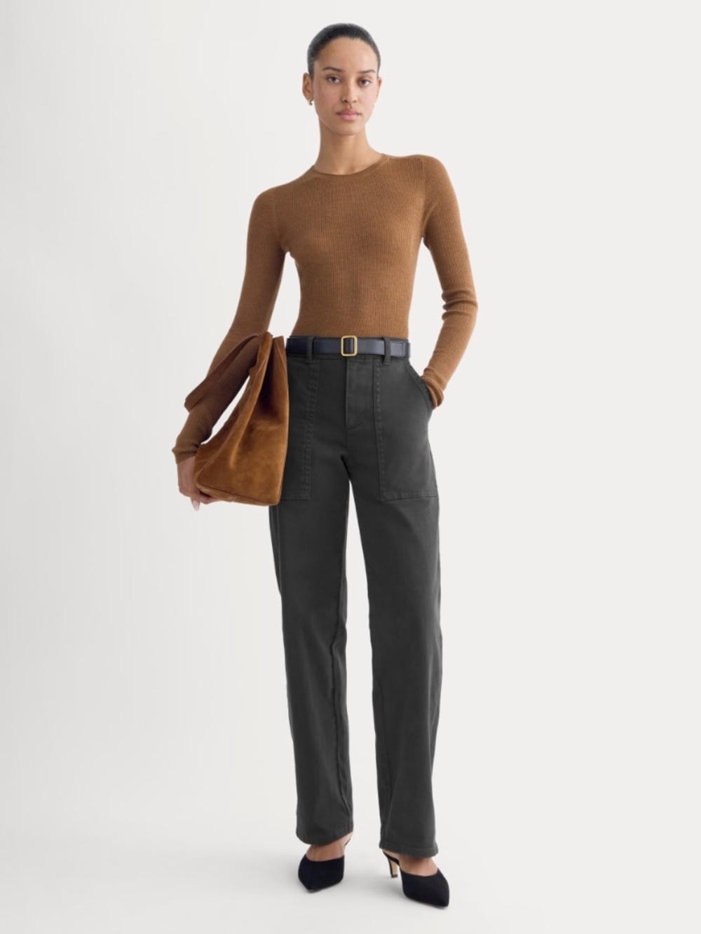 Everlane Women's Utility Patch Pocket Pant in Black, Size 10, Cotton/Twill